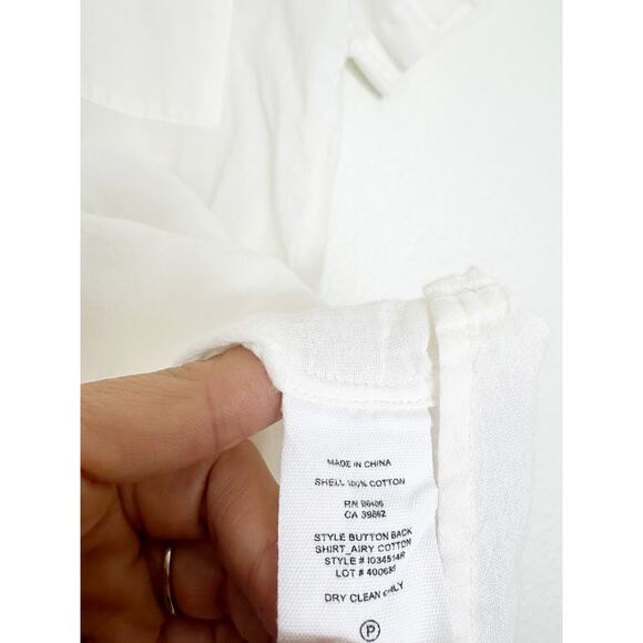 Theory Button Back Shirt Size XS Airy Cotton Lightweight Split Back Quiet Luxury - Picture 5 of 12